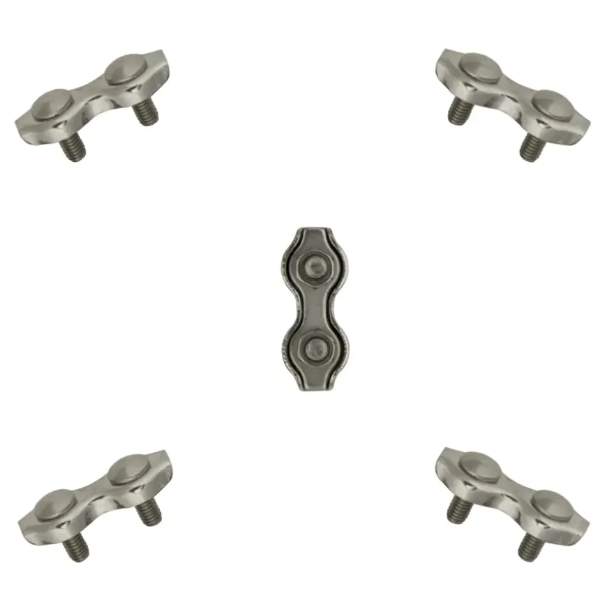 Dubbele staaldraadklemmen 4mm 5 stuks