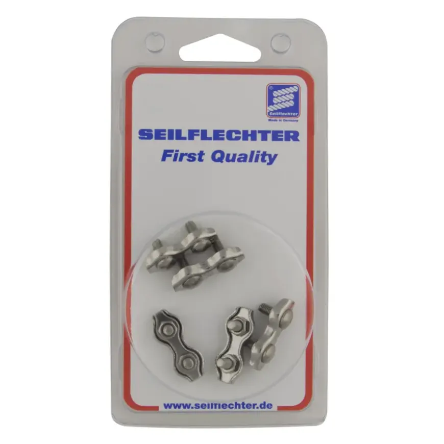 Dubbele staaldraadklemmen 4mm 5 stuks