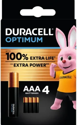 Batterijen > Duracell Batterij AAA Alkaline Optimum 4 stuks