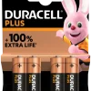 Batterijen > Duracell Batterij AA Alkaline Plus 4 stuks