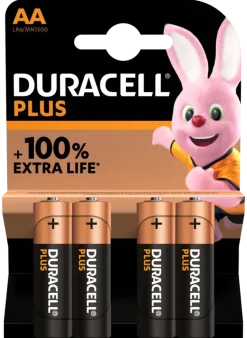 Batterijen > Duracell Batterij AA Alkaline Plus 4 stuks