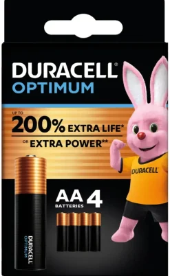 Batterijen > Duracell Batterij AA Alkaline Optimum 4 stuks