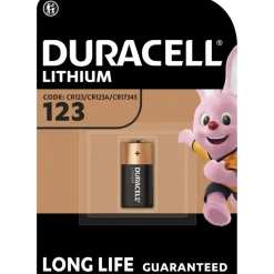 Batterijen > Duracell Batterij CR123A Lithium 1550mAh 3V