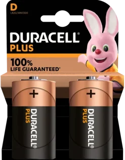 Batterijen > Duracell Batterij D Alkaline Plus 2 stuks