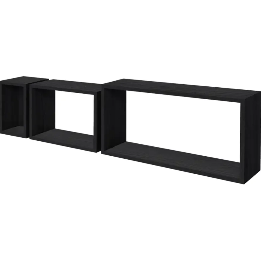 Duraline kubus zwart eik 60x30x15 cm 18mm set 3 stuks
