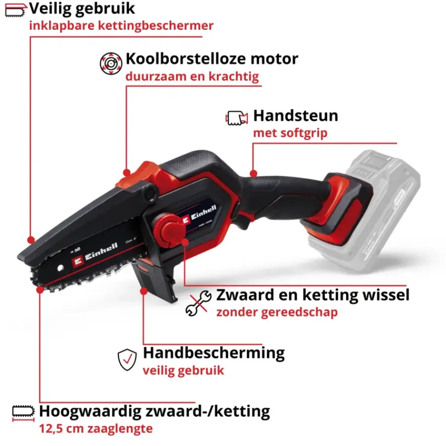 Kettingzagen > EINHELL 18V kettingzaag GE-PS 18/15 Li BL (zonder accu)