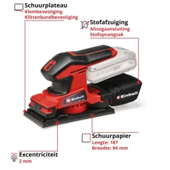 Accu Schuurmachine|Schuurmachines > EINHELL 18V vlakschuurmachine TC-OS 18/187 LI (zonder accu)