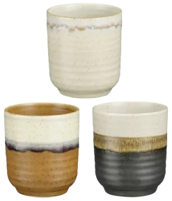 Ethan beker off white zwart terra - h9xd7,5cm - per stuk