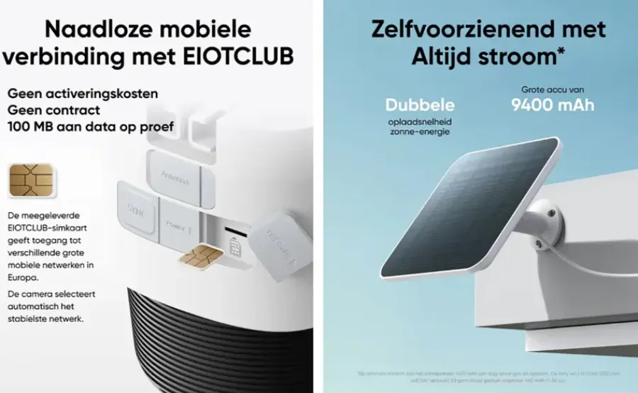 Elektronische Beveiliging > Eufy 4G LTE Beveiligingscamera S330 voor buiten met Zonnepaneel