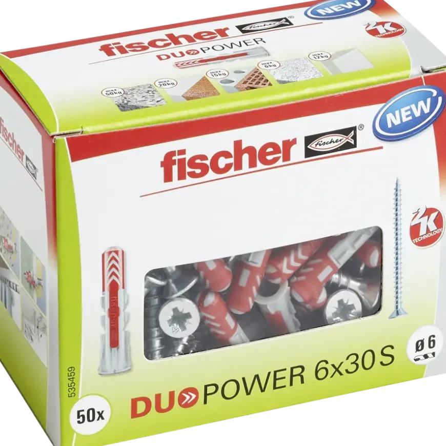Fischer Universeelplug DuoPower 6x30mm met schroef 50 stuks