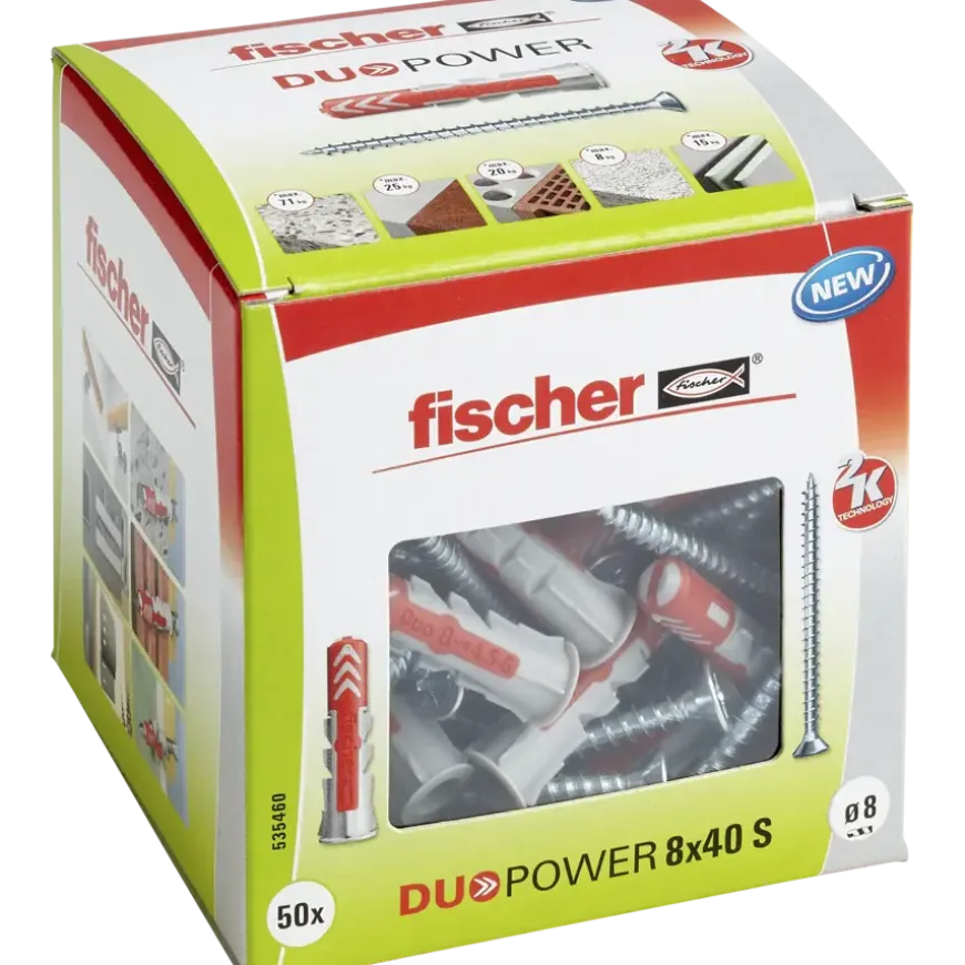 Fischer Universeelplug DuoPower 8x40mm met schroef 50 stuks