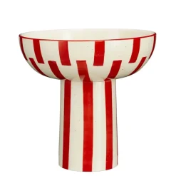 Fruit schaal op standaard rood - h28xd28,5cm