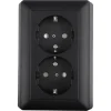 Inbouw Schakelmateriaal|Stopcontacten & Overige Contactdozen > Gira E2 Inbouw Dubbel Geaard Stopcontact Mat Zwart
