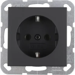 Inbouw Schakelmateriaal|Stopcontacten & Overige Contactdozen > Gira E2 Inbouw Enkel Geaard Stopcontact Mat Zwart