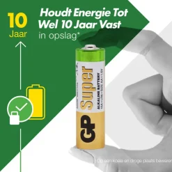 Batterijen > GP AA Batterij alkaline super 1.5V 4 stuks