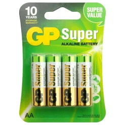 Batterijen > GP AA Batterij alkaline super 1.5V 4 stuks