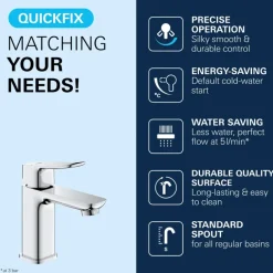 Grohe Dice wastafelmengkraan S-Size Push open Chroom