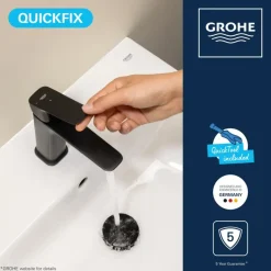 Grohe Dice wastafelmengkraan M-Size Push open Mat Zwart
