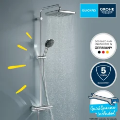 Grohe Douchesysteem Vitalio Start 250 met omstelling Rond, Max. 8,0L/M Bij 3 Bar Chroom - hartafstand kraan 15 cm