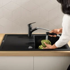 Grohe keukenkraan Quickfix Start uitrekbaar zwart