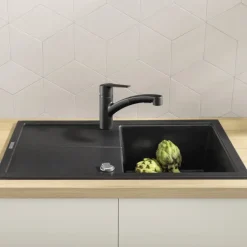 Grohe keukenkraan Quickfix Start uitrekbaar zwart