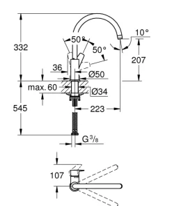 Grohe keukenkraan Start Edge chroom