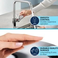 Grohe Keukenmengkraan Start Edge Hoge Uitloop Uittrekbare Mousseur Chroom