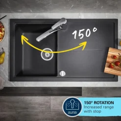 GROHE keukenmengkraan Start hoge uitloop mat zwart