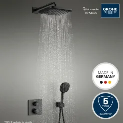 Grohe Precision Thermostat Perfect inbouw douchesysteem met Vitalio Comfort 250 hoofddouche vierkant Mat Zwart
