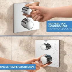 Grohe Precision Thermostat Perfect inbouw douchesysteem met Vitalio Comfort 250 hoofddouche vierkant Chroom
