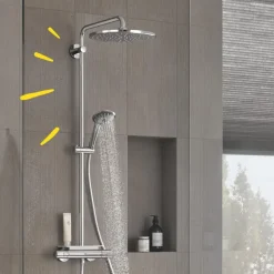 Grohe regendoucheset Quickfix Vitalio Joy XXL - hoofddouche 31 cm - met handdouche en thermostaatkraan 3 standen chroom - hartafstand kraan 15 cm