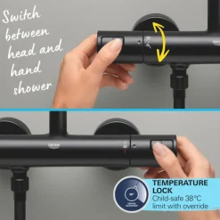 Grohe regendoucheset Quickfix Vitalio Start met handdouche 2 standen zwart - hartafstand kraan 15 cm