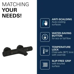 GROHE thermostatische badkraan Precision Feel mat zwart 15 cm