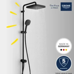 GROHE Vitalio Comfort 2025 regendouchesysteem met omstelkraan mat zwart