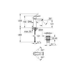 Grohe wastafelkraan Start M-size QuickFix mat zwart