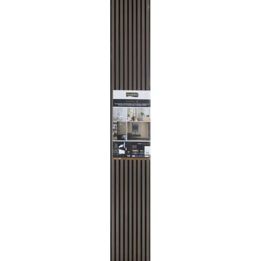 PVC Wandtegels & Panelen|Wandpanelen > Grosfillex lattenwand kunststof Element 3D Linio walnoot 2.925m2