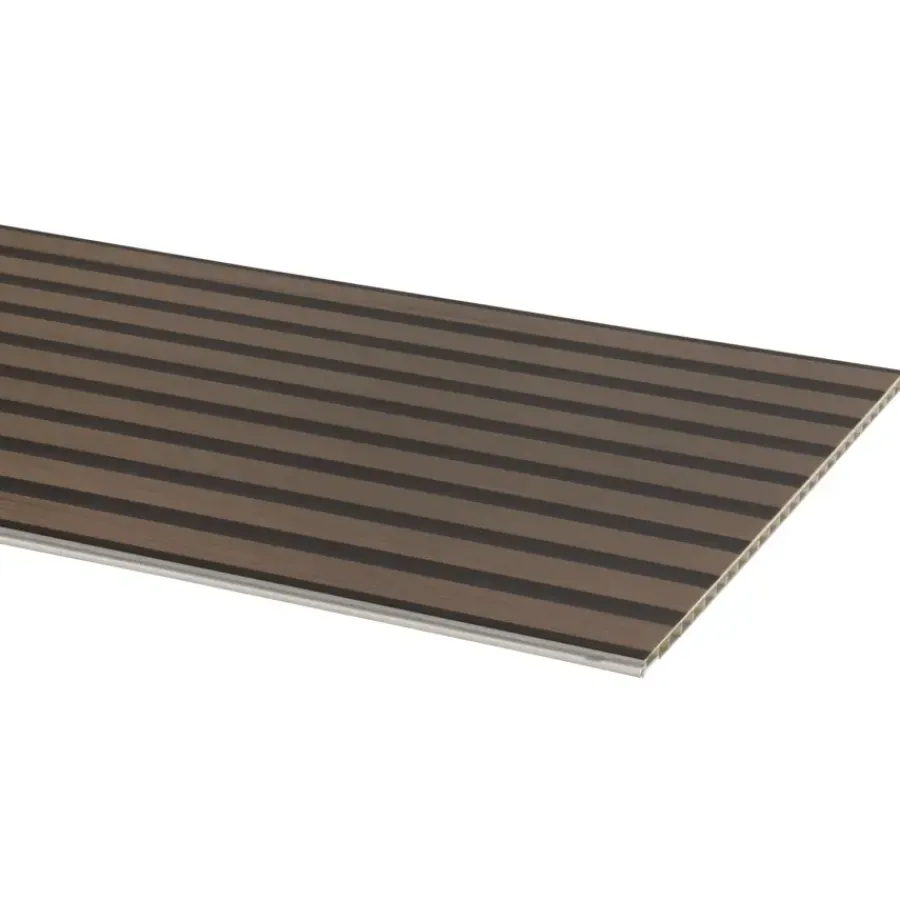 PVC Wandtegels & Panelen|Wandpanelen > Grosfillex lattenwand kunststof Element 3D Linio walnoot 2.925m2