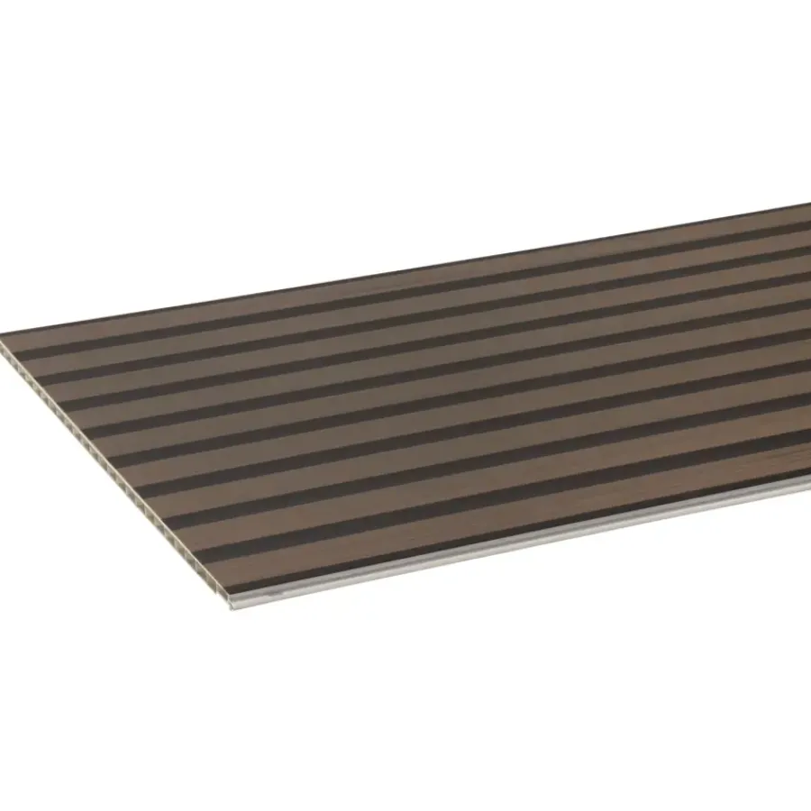 PVC Wandtegels & Panelen|Wandpanelen > Grosfillex lattenwand kunststof Element 3D Linio walnoot 2.925m2