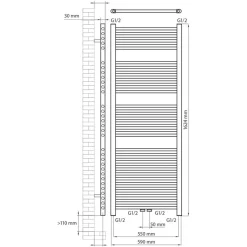 Haceka design radiator Gobi zwart 6-punts 162 x 59 cm