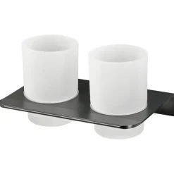 Haceka dubbele tandenborstelhouder beker Redefine aluminium mat zwart
