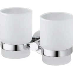 Haceka Kosmos dubbele tandenborstelhouder beker glas chroom