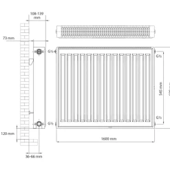 Haceka paneelradiator Imago Una 600 mm x 1600 mm