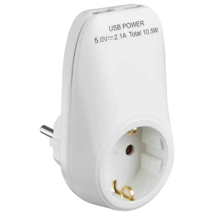 Stekkers > Handson doorvoerstekker RA 2 USB-aansluitingen wit