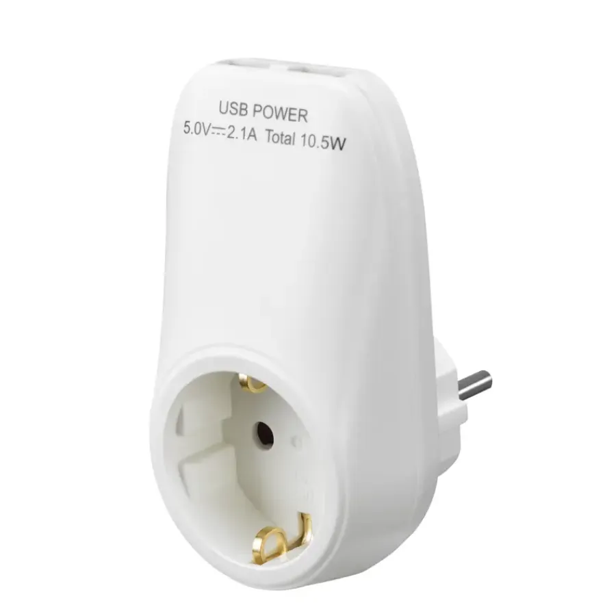 Stekkers > Handson doorvoerstekker RA 2 USB-aansluitingen wit