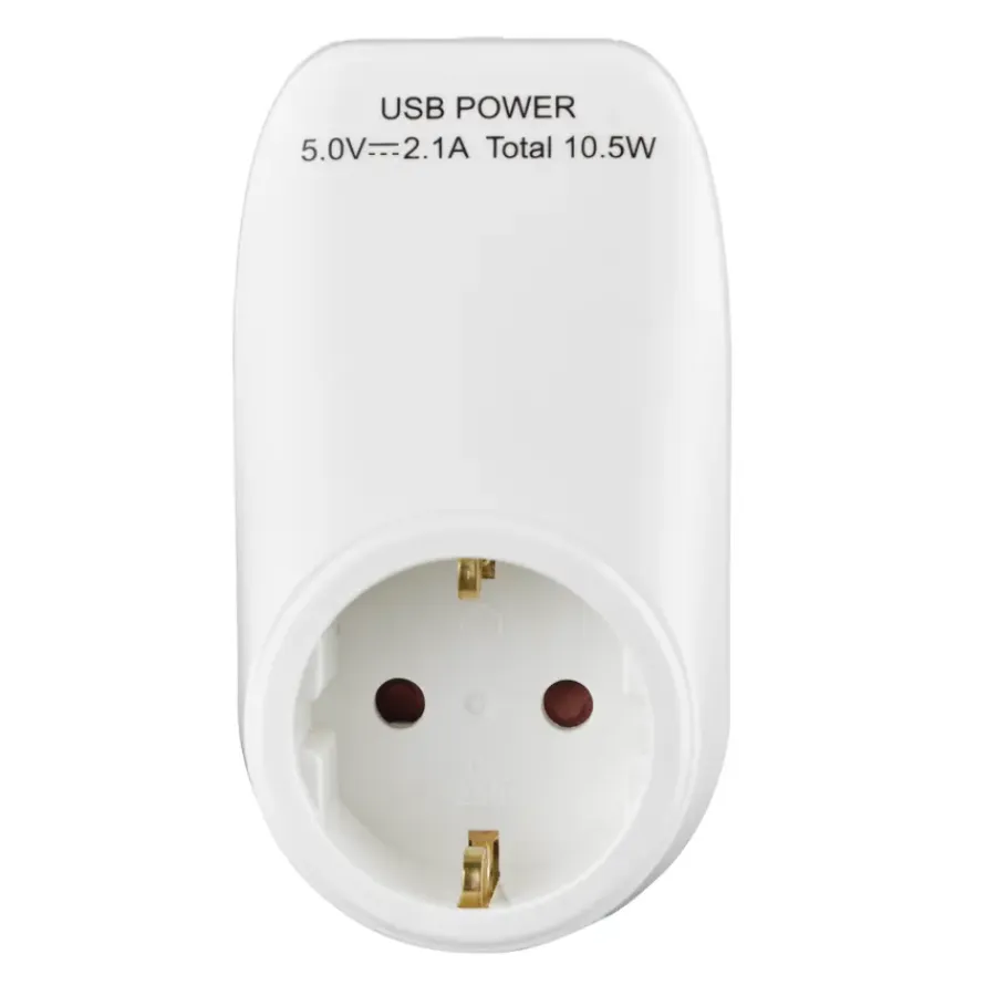 Stekkers > Handson doorvoerstekker RA 2 USB-aansluitingen wit
