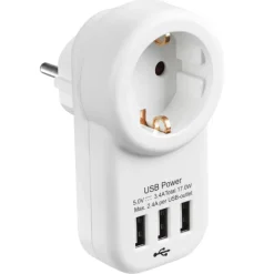 Stekkers > Handson Doorvoerstekker RA Wit Incl. 3 USB-aansluitingen