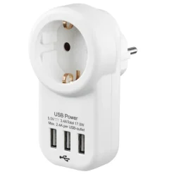 Stekkers > Handson Doorvoerstekker RA Wit Incl. 3 USB-aansluitingen
