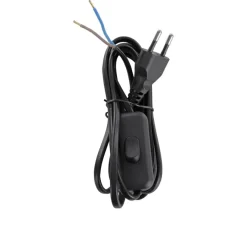 Stekkers > Handson Eurosnoer met Schakelaar Zwart 2 Meter