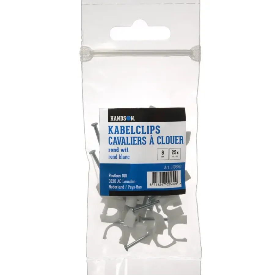 Kabelklemmen > Handson kabelclip rond wit 9mm (25 stuks)