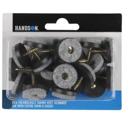HANDSON meubelglijder viltglijder met schroef Ø24 mm bruin 20 stuks